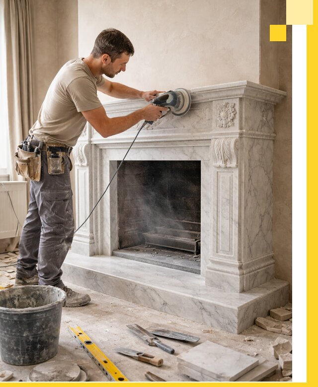 Изготовление и установка мраморных каминов в Мариинске под ключ