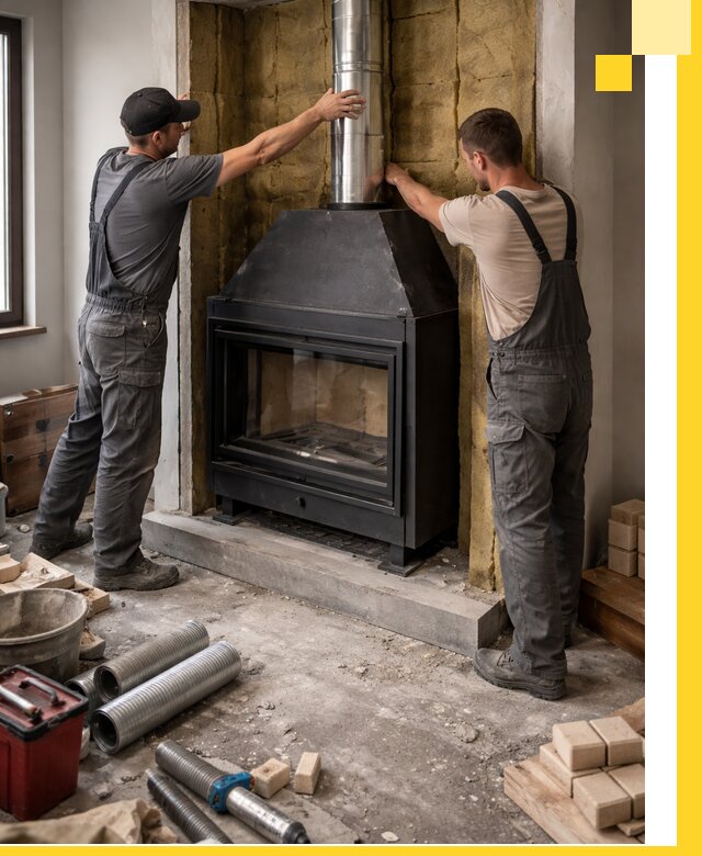 Изготовление и монтаж закрытых каминов в Мариинске под ключ