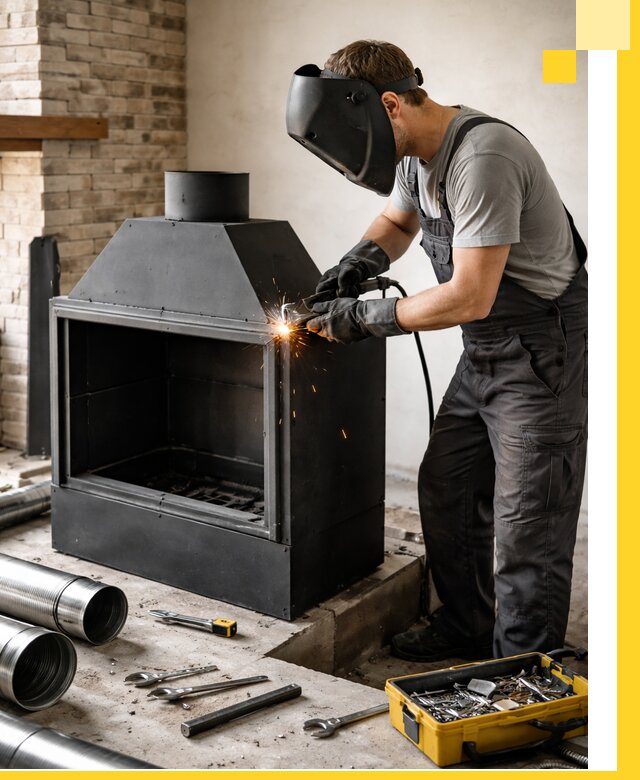 Продажа и установка металлических каминов в Мариинске под ключ