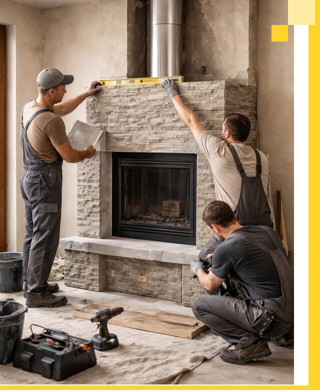 Профессиональный монтаж каминов под ключ в Мариинске для дома