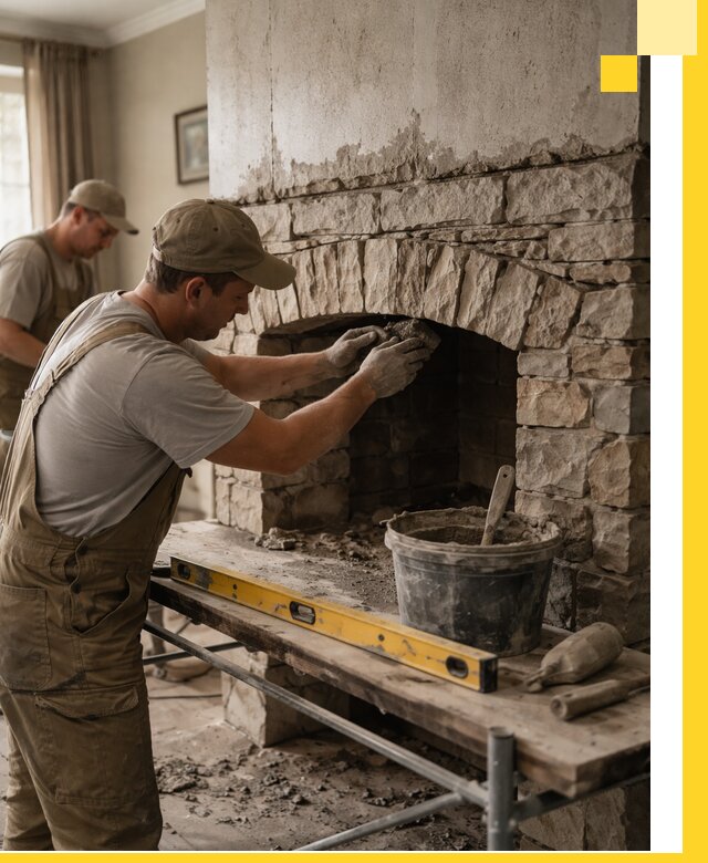 Изготовление каминов под ключ в Мариинске, монтаж и отделка