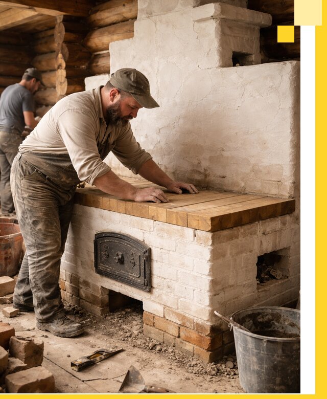 Проектирование и установка русской печи с лежанкой в Мариинске