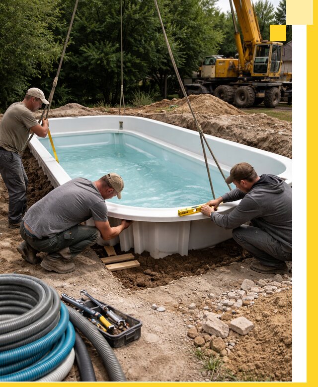 Установка и монтаж композитных бассейнов под ключ в Мариинске