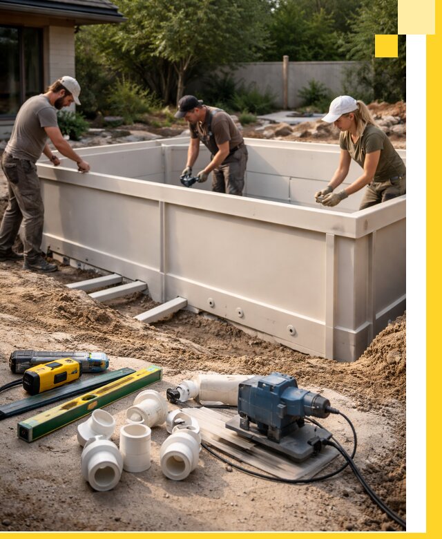 Установка полипропиленовых бассейнов под ключ в Мариинске