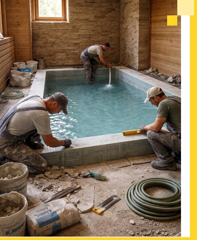 Проектирование и строительство бассейнов для бани в Мариинске