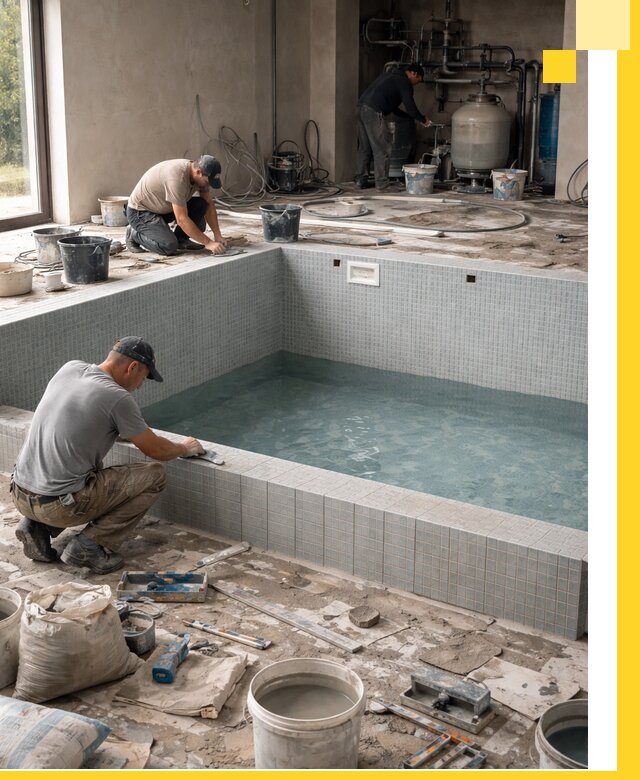 Строительство и монтаж бассейнов в помещении в Мариинске