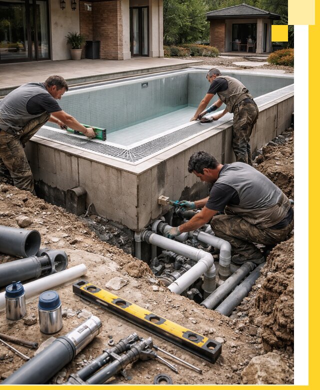 Строительство переливных бассейнов в Мариинске под ключ