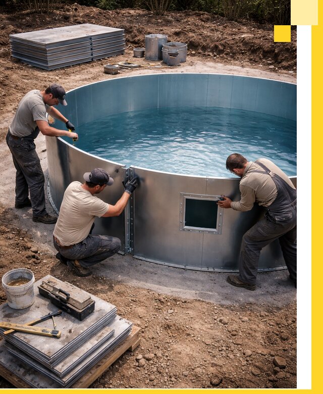 Круглые бассейны под ключ в Мариинске проектирование и монтаж