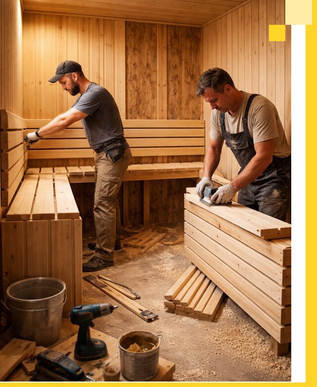 Профессиональный комплексный ремонт саун под ключ в Мариинске