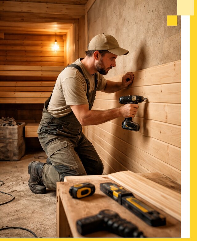 Профессиональная внутренняя отделка бани в Мариинске под ключ