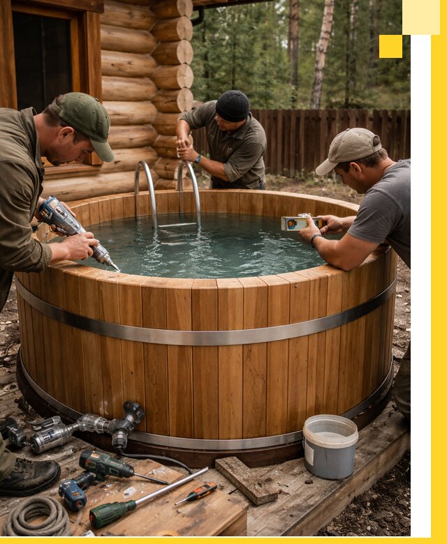 Строительство бань с купелью под ключ и отделкой в Мариинске