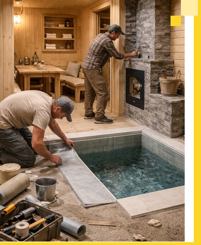 Строительство бань с комнатой отдыха под ключ в Мариинске