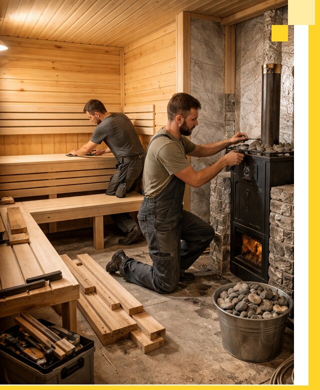 Дизайн и строительство интерьеров бань под ключ в Мариинске