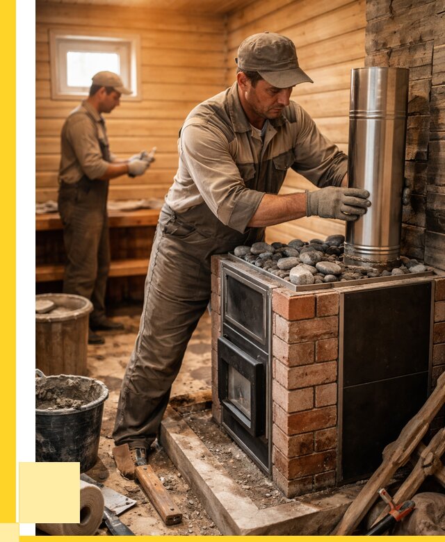 Монтаж печи в бане под ключ в Мариинске от 20396 р. | ЭриданМрн