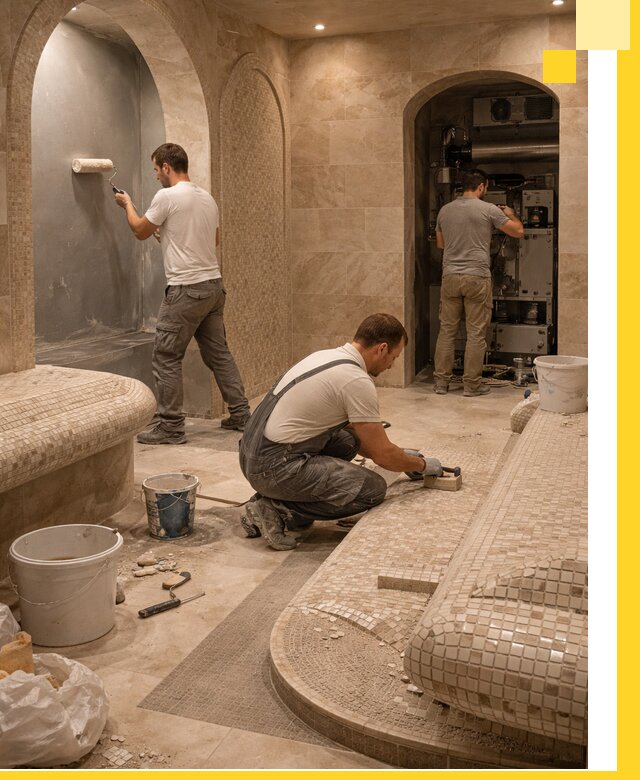 Строительство бани с хамамом и бассейном под ключ в Мариинске