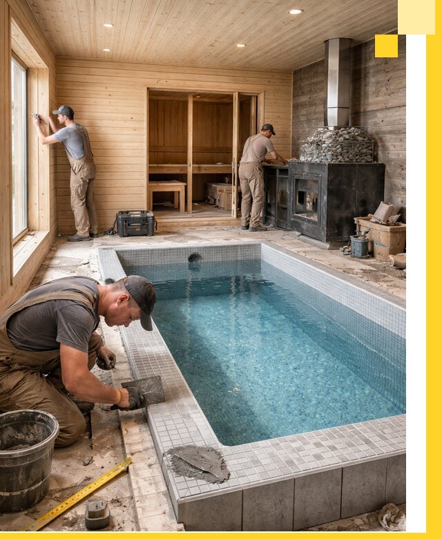 Проект бани с бассейном и сауной в Мариинске под ключ