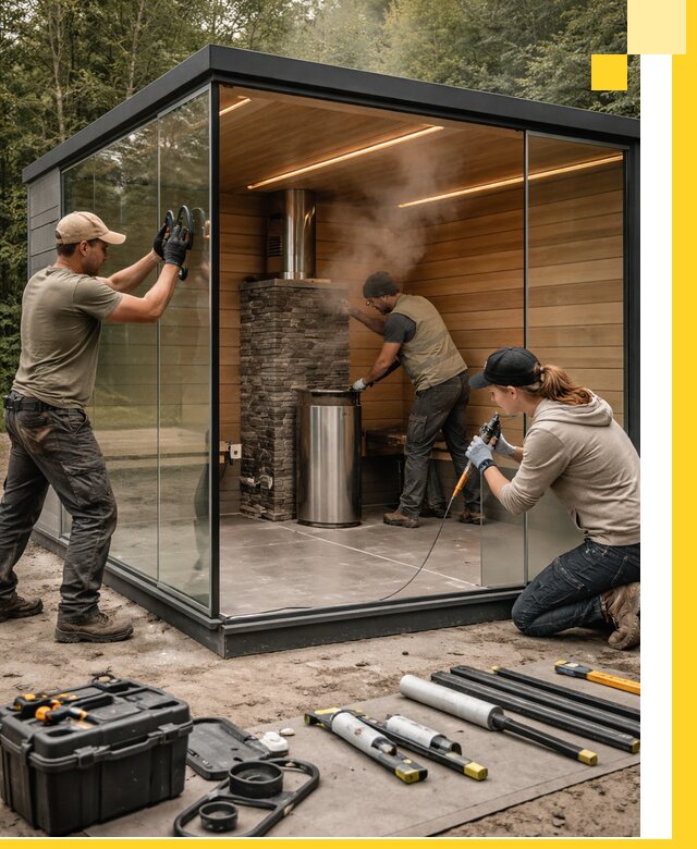 Проектирование и строительство стеклянных бань в Мариинске