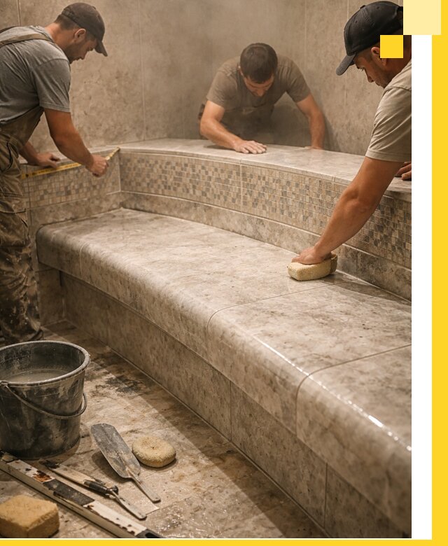 Изготовление и установка сидений для хамама в Мариинске